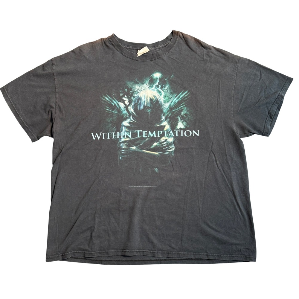 Within Temptation 2007 Band T-Shirt Hanes Heavyweight Faded Black 2XL